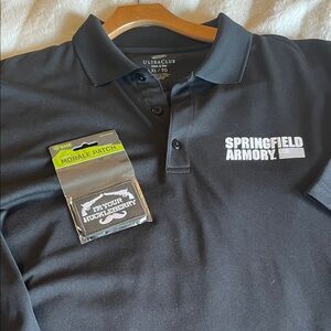 Ultra Club - Cool & Dry XL SPRINGFIELD ARMORY Black Polo Shirt w/ BONUS Patch!🏆